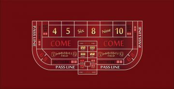 6ft x 62in Craps Single Layout Backed, Burgundy (Billiard Cloth)